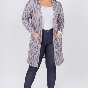 Women's Leopard Print Cardigan with Pockets